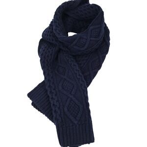 GAP Navy Blue Cable Knit Scarf Wool Blend Cozy Winter Accessory